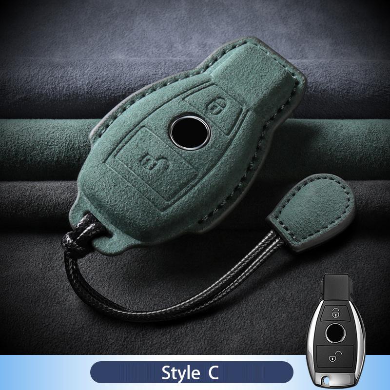 Leather Car Key Case For Mercedes Benz A C E S G R Class Gls Gla Glk Glc Cls Cla Amg W204 W205 W212 W463 W176 Suede Accessories