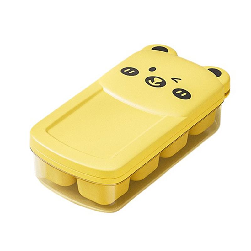 Små Isbitsformar med Lock och Behållare, 8 Isbitar Var, Lätta att Ta Ut och Stapelbara, Isbitsform för Minikyl, för Kaffe, Citron