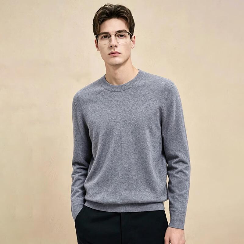 FENGXUN Men's Round Neck Wool Blend Sweater FXTST7664