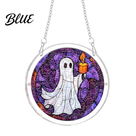 Cute Spooky Puzzle Halloween Acrylic Suncatcher Window Hanging,7.87 Inch Sun Catcher Themed Gift Idea Decoration Ornament Ideal for Gifting and Home