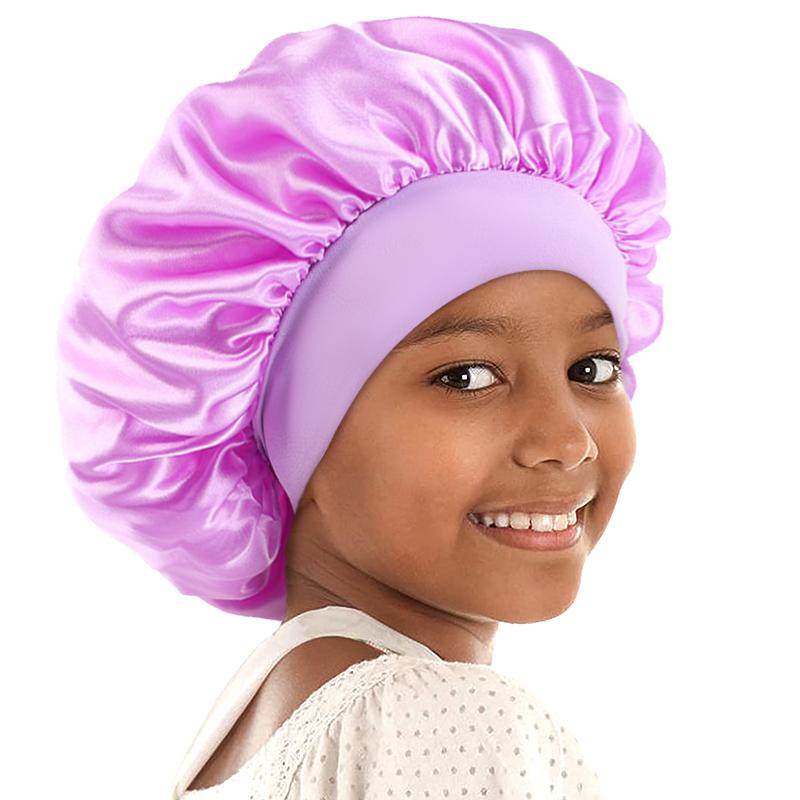 Kids Sleeping Cap Satin Night Sleep Cap Wide Band Elastic Turban Headwear Bonnet Hair Care Cap Infant Bonnet Toddler Hat