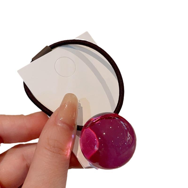 O pereche de elastice noi colorate, luminoase și transparente, cu bile, pentru coadă de cal, elastice cu elasticitate ridicată și benzi de cauciuc