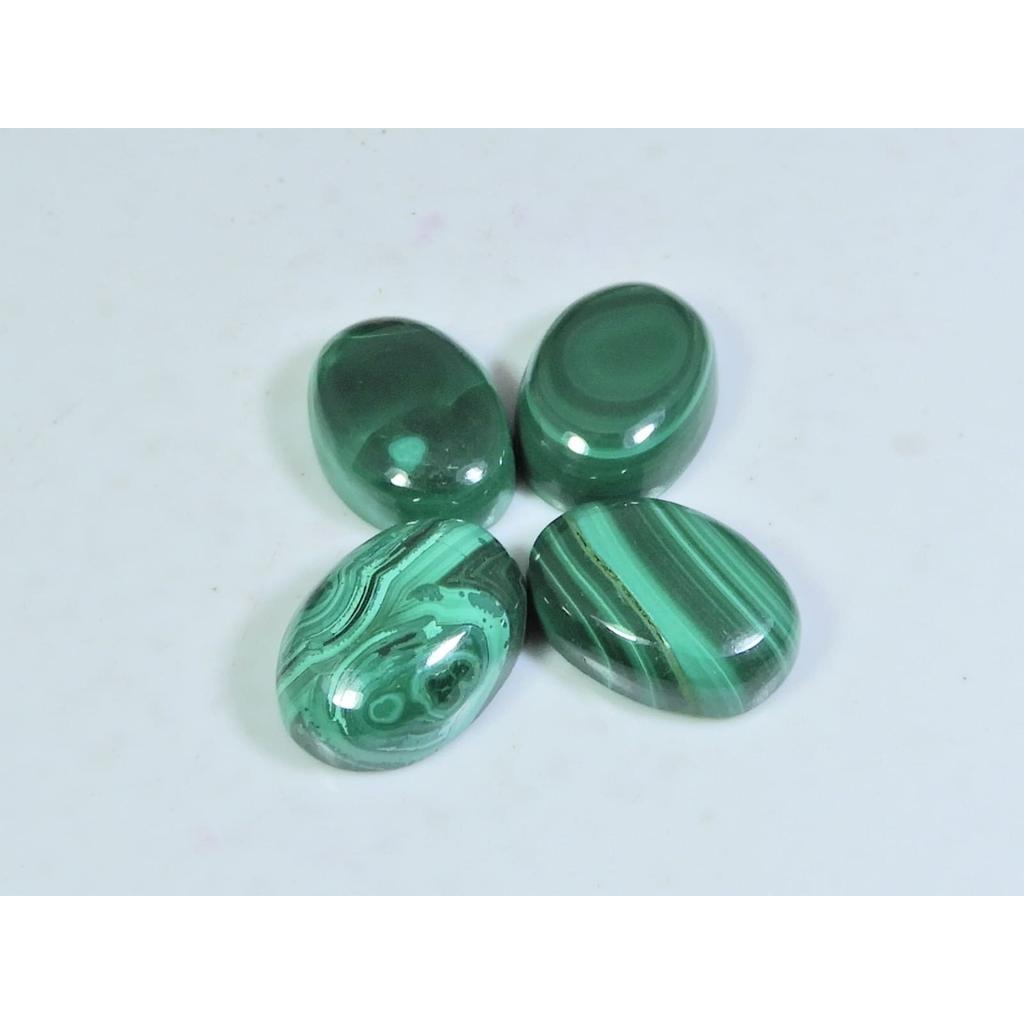 13X18MM Natural Green Malachite Oval Cabochon Loose Gemstone 4Pcs Lot 71Cts. A-575