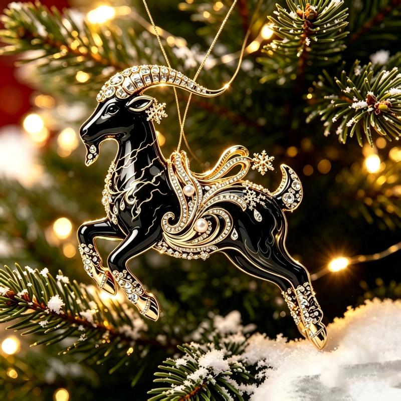 Christmas Tree Hanging Ornament Chinese Zodiac Goat Acrylic Pendant for Home Winter Holiday New Year Party Decor Gift