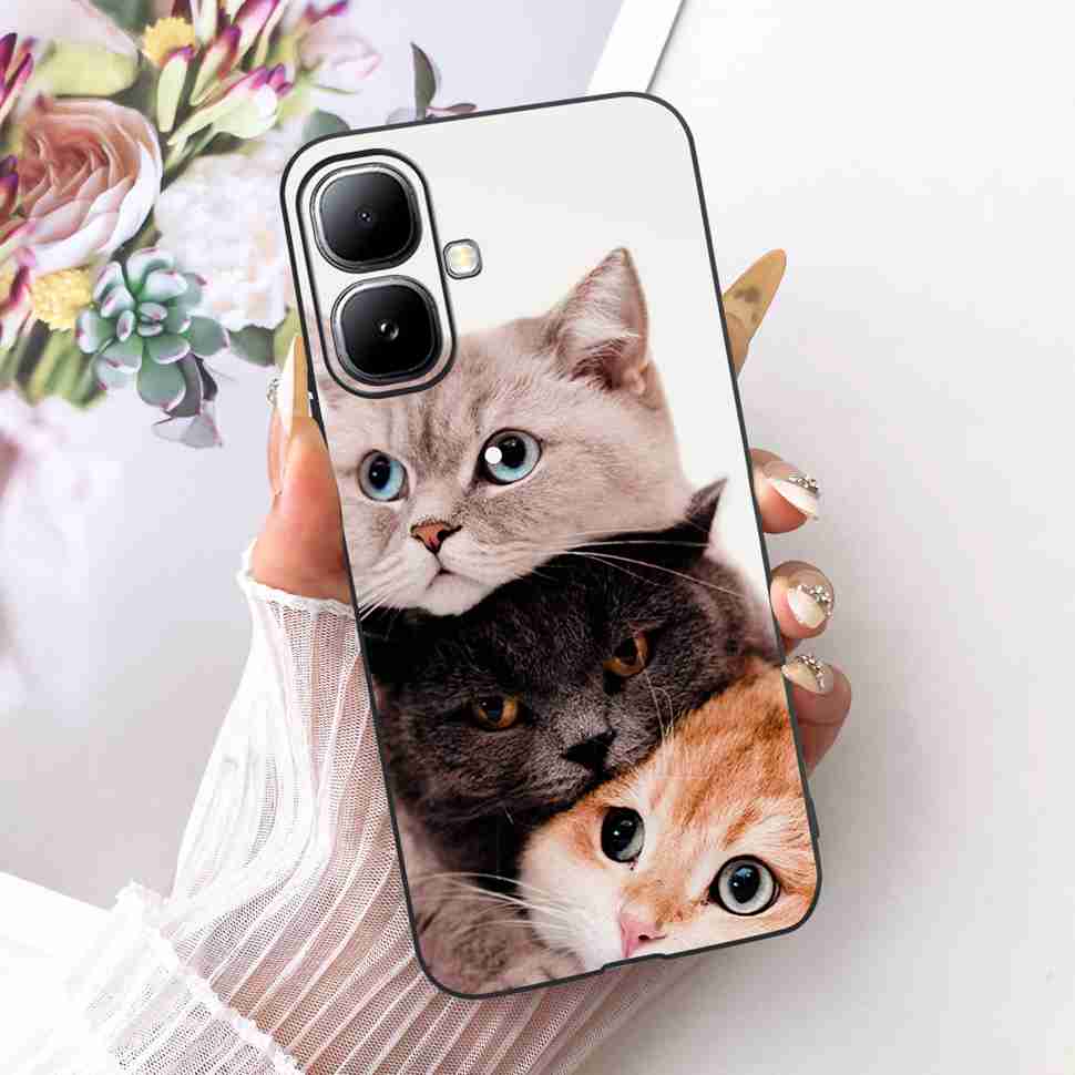 For Infinix Smart 20 4G X6840 X6840B Case Cartoon Cat Dinosaur TPU Black Cover For  Infinix Smart20 smart 20 4G Phone Casing