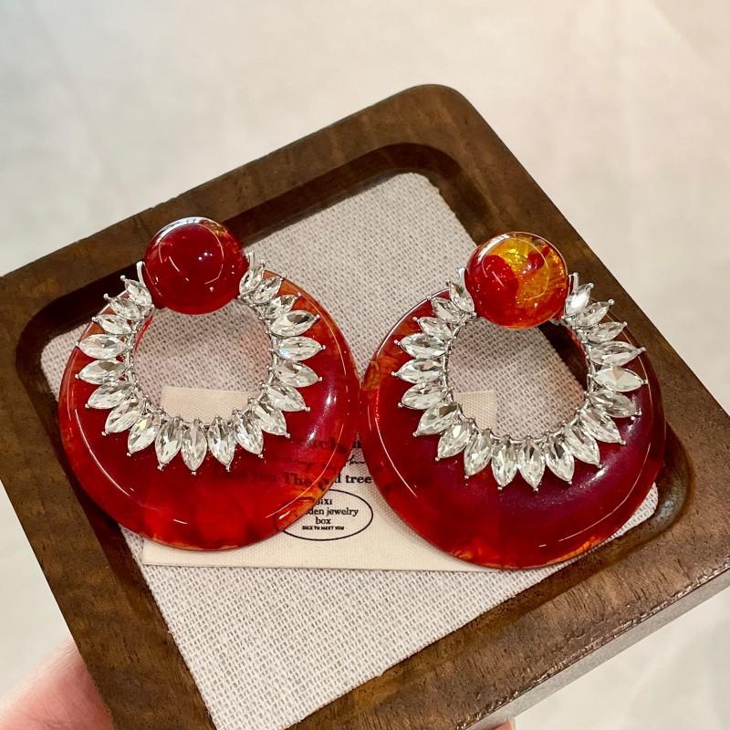 Natural tiger's eye stone series stud earrings for women Maillard exquisite retro earrings niche light luxury high-end temperament earrings