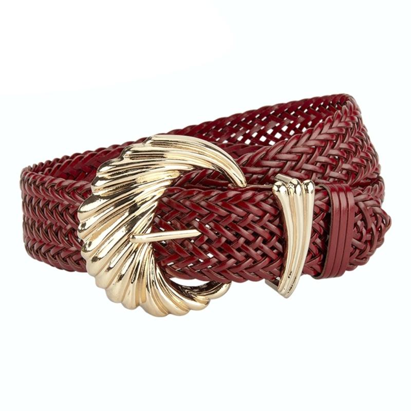 Корейский Пояс Ретро Простой Плетеный Кожаный Бумажный Пояс Винтажный Женский Пояс-Кушак для Пальто Платьев красный