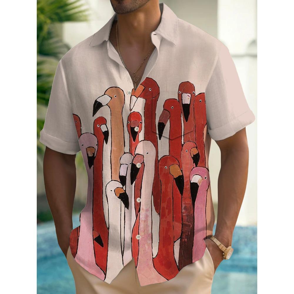 Nuova Camicia da Uomo Hawaii Primavera/Estate Moda Tempo Libero Passeggiata in Città Turista Spiaggia Stampata Completamente Aperta Manica Corta Bottoni, Spedizione Rapida