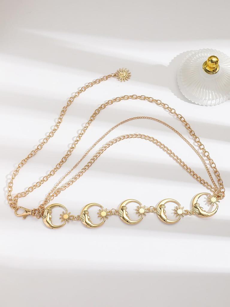 Women's Adjustable Sunflower Waist Chain - Metal Body Belt for Dresses