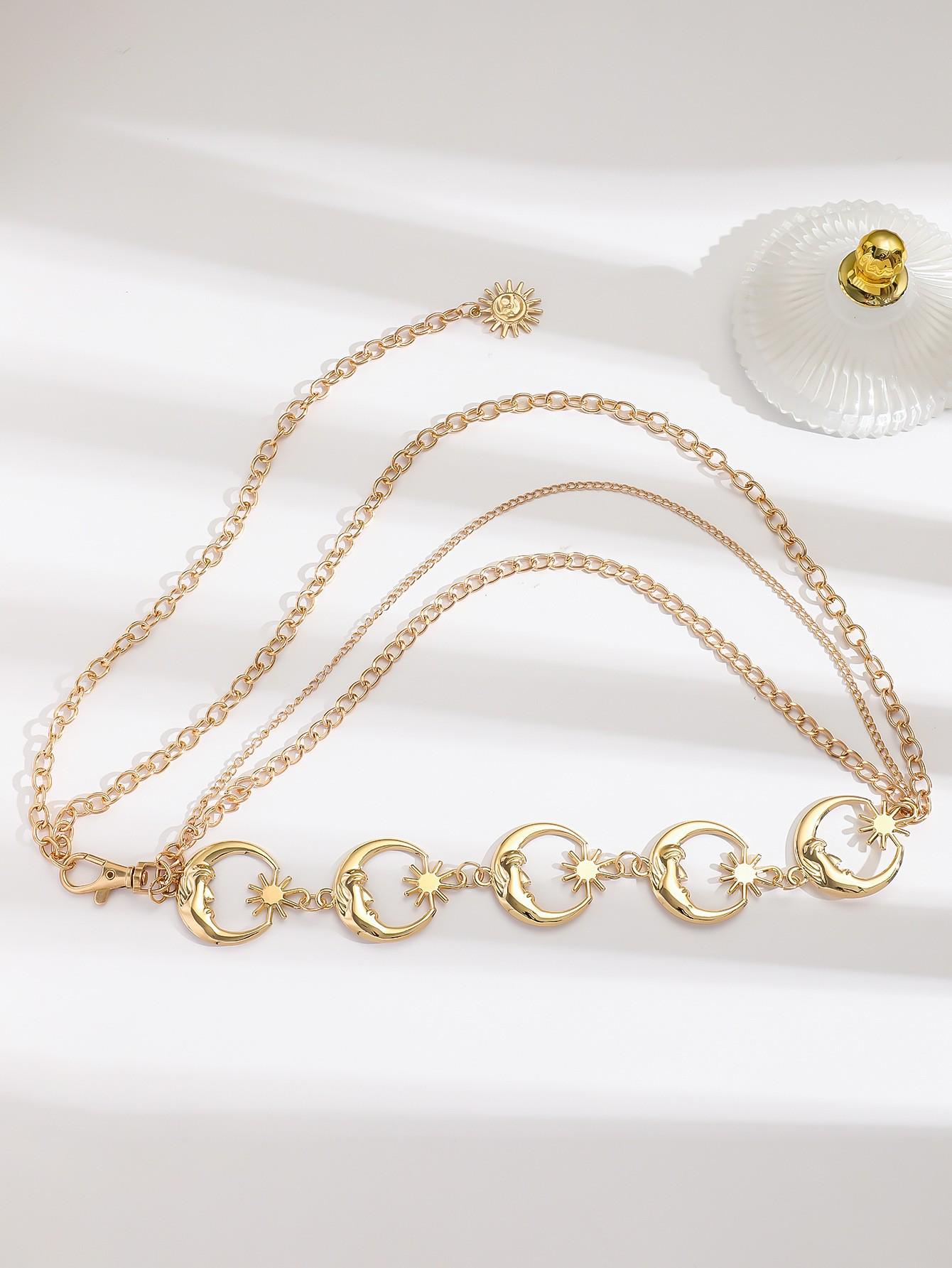 

Женская регулируемая цепочка на талию с подсолнухом - Металлический пояс для платьев