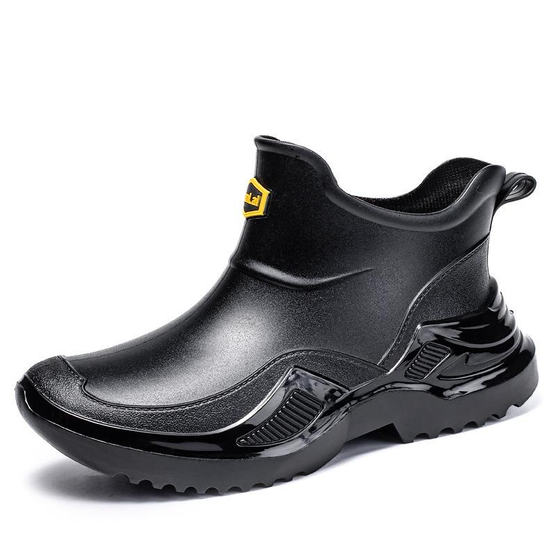 Men's 36-46 Size Large Size Waterproof Short-tube Rain Boots Fashion Casual Thick-soled Water Shoes Outdoor Wear-resistant Boat Shoes