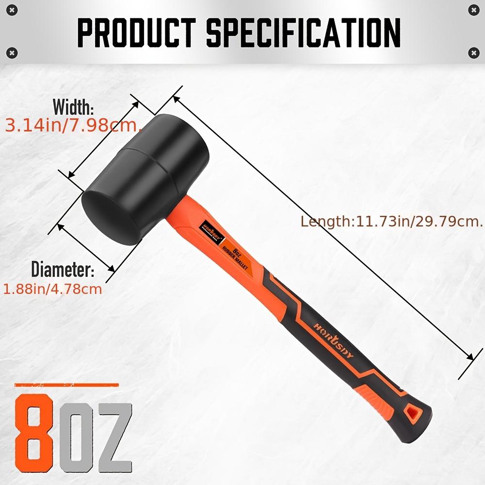 

Набор резиновых киянок HORUSDY, 8 унций и 16 унций - Прочные, износостойкие, с рукоятками из стекловолокна, нескользящая рукоятка для деревообработки, кемпинга и DIY-проектов 8OZ чёрный