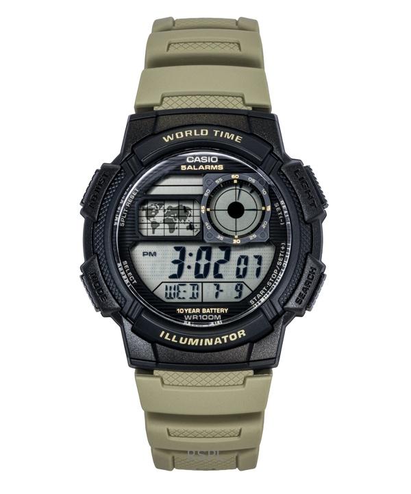 

Casio Стандартный цифровой ремешок из полимерной смолы Кварцевые часы AE-1000W-5AV 100М Мужские часы чёрный