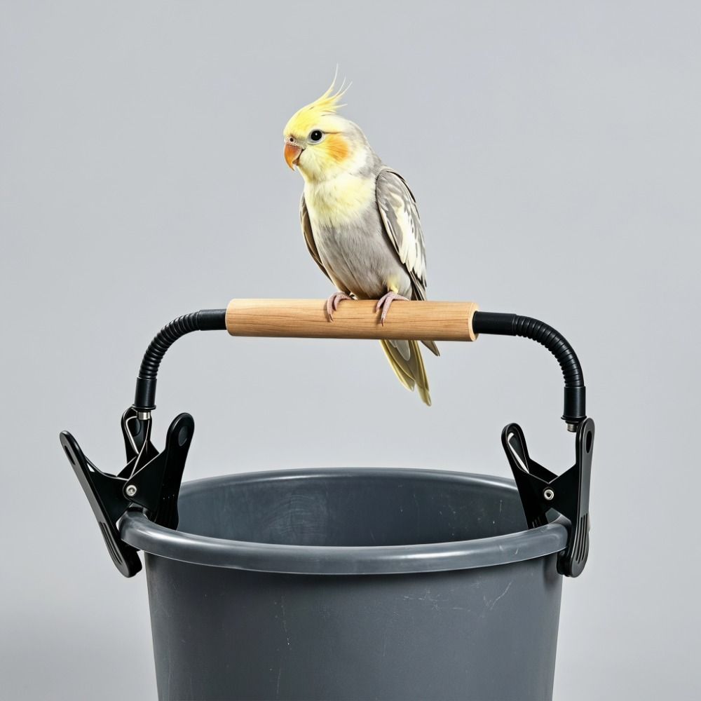 Adjustable Bird Perch Stand Clip-On Wooden Parrot Stand Training Bird Stand Shower