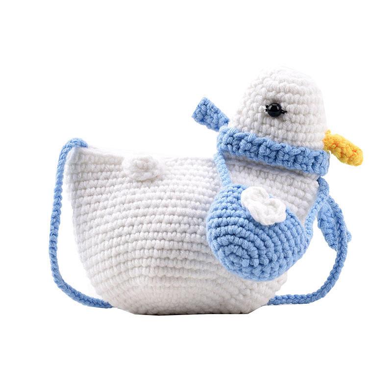 

Adorable Cartoon Knitted Duck Shoulder Bag For Kids Fashionable And Cute Trendy Design White Duck