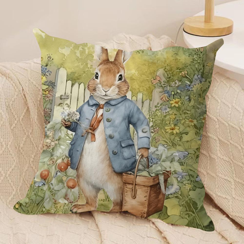 PPeter rrabbit Anime Cushion Cover Silky Short Plush Invisible Zipper Dustproof Sofa Pillow Case for Home Decor