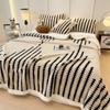 Fluffy Soft Plush Blanket for Winter Warm Thick Fleece Blanket with Geometric Striped Design Throws Blanket for Sofa Bed Bedroom