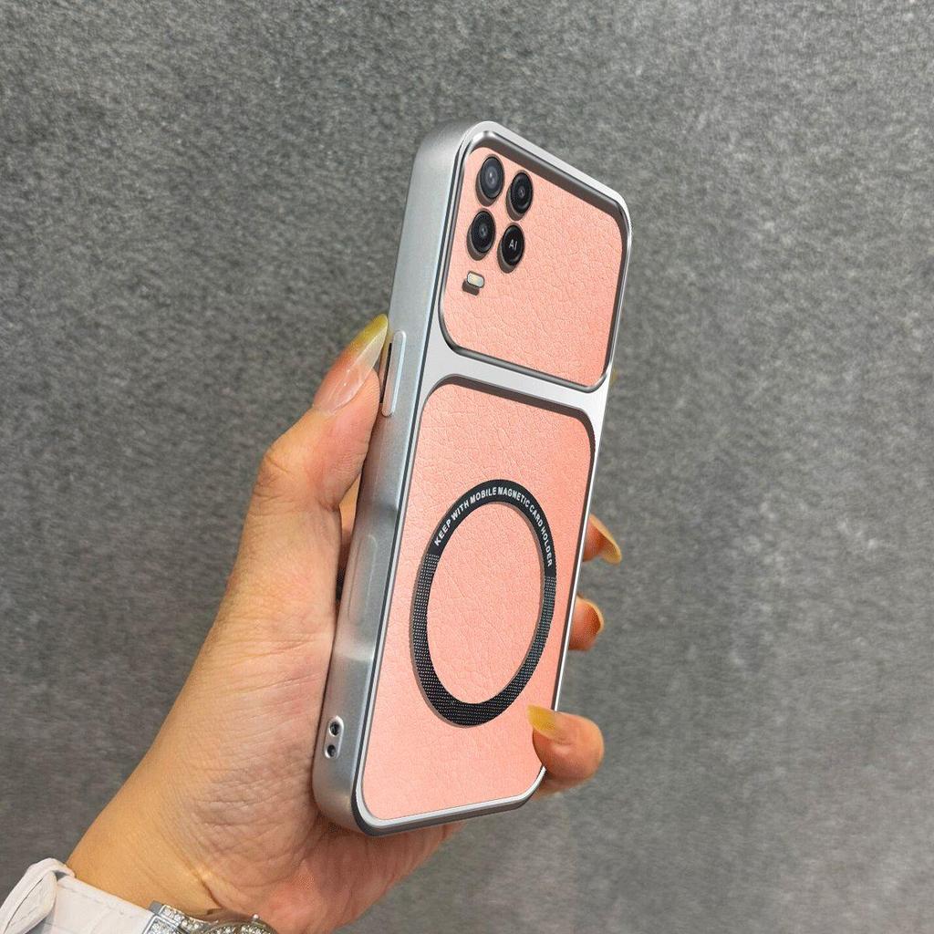 Upgraded Big Lens Protection Case for OPPO A54 4G Luxury Leather Casing with Magnetic Ring