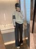 Women's Four-Bar Knit Sweatshirt: Casual Round Neck Pullover for Couples, Trendy Autumn Outerwear