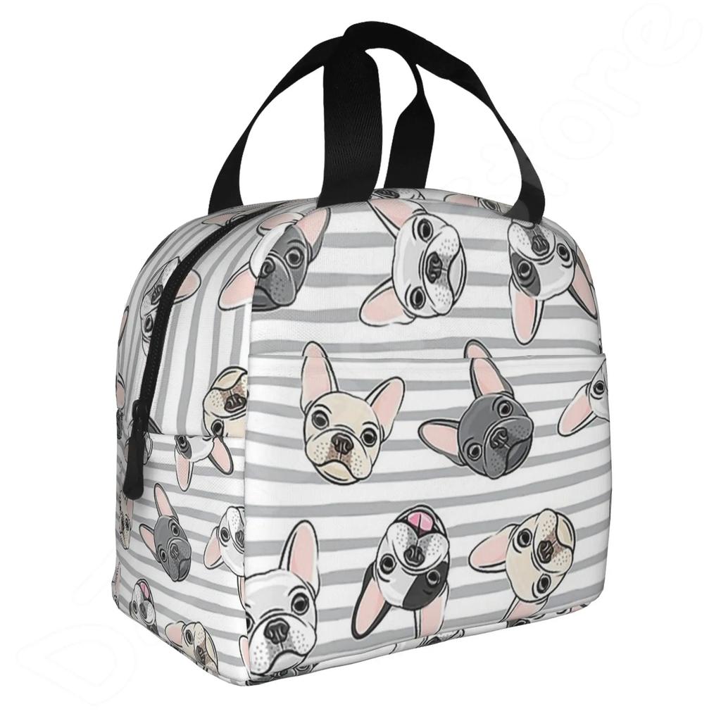 French Bulldogs Dog Insulated Lunch Bag for Women Men and Kids Large and Reusable Handle Freezable Work School Travel Tote Bags