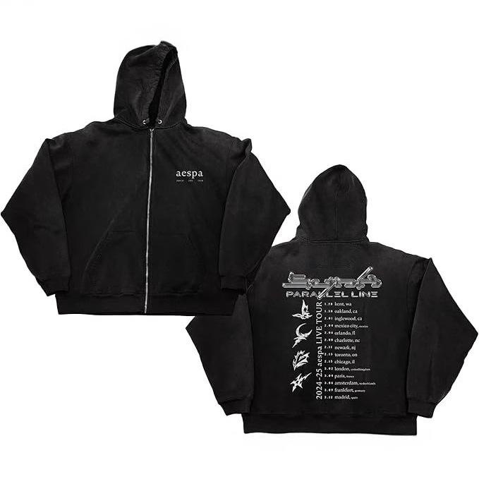 AespaSYNK PARALLEL LINE Welttournee Merchandise Dateback Reißverschluss Hoodie