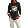 Women's Lined Long Sleeve Neck Halloween Print Top