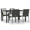 VidaXL Ensemble à manger de jardin coussins 5pcs Noir Résine tressée, ensemble de salle à manger, ensemble de salle à manger 3157953
