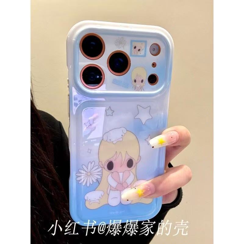 Applicable To Apple Iphone17promax Smudge Girl 16pro Simple 15ins Cute 14 Anti-drop Mobile Phone Case