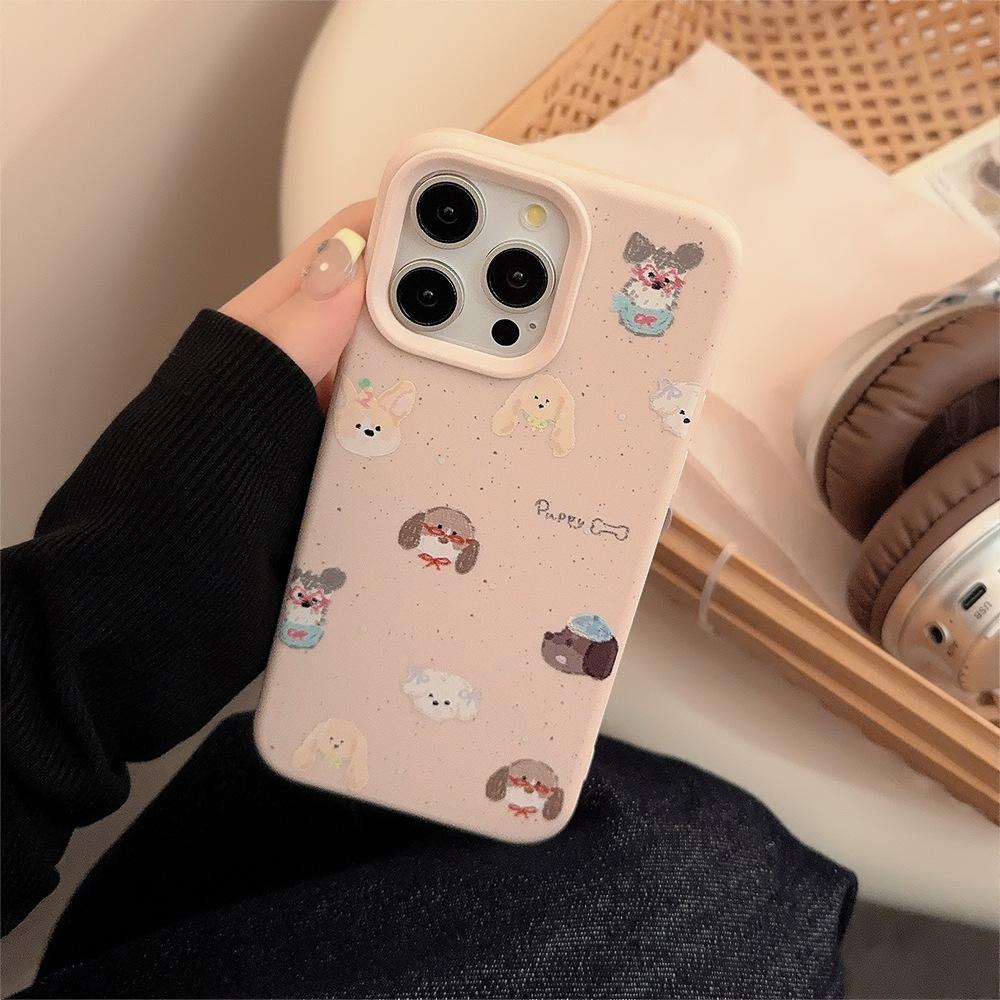 Ink Splash Puppy IPhone 17 Apple Phone Case 14 Suitable for 16promax Silicone 13 Niche Retro Cartoon 15
