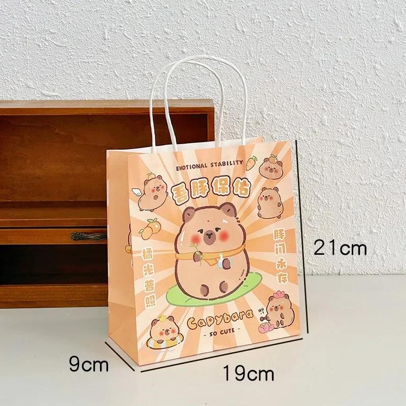 10-60PCS Cartoon Capibala Gift Bag Creative Dolphin Packaging Cute Paper Bags Birthday Shopping Handheld Gift Bag