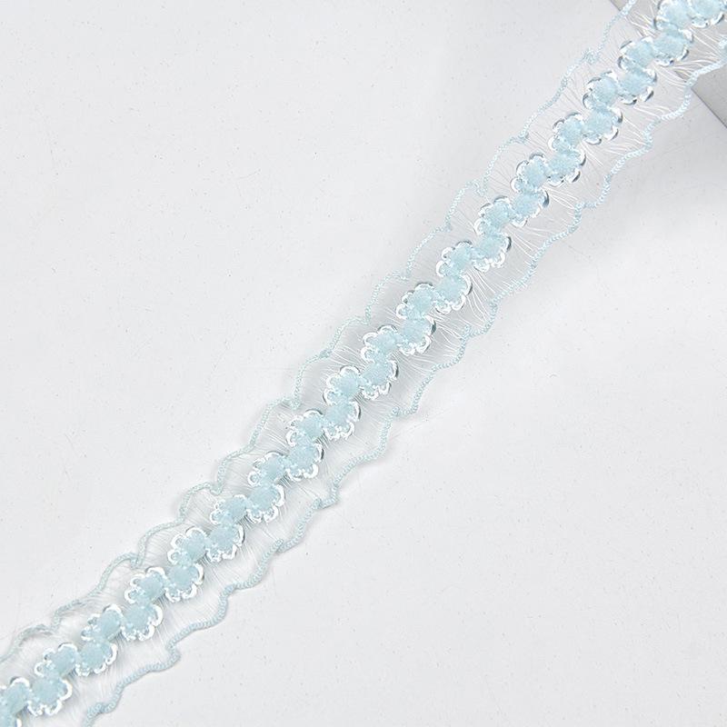 2cm Double-Sided Fish Silk Pleated Elastic Lace Trim for Neckline Decoration