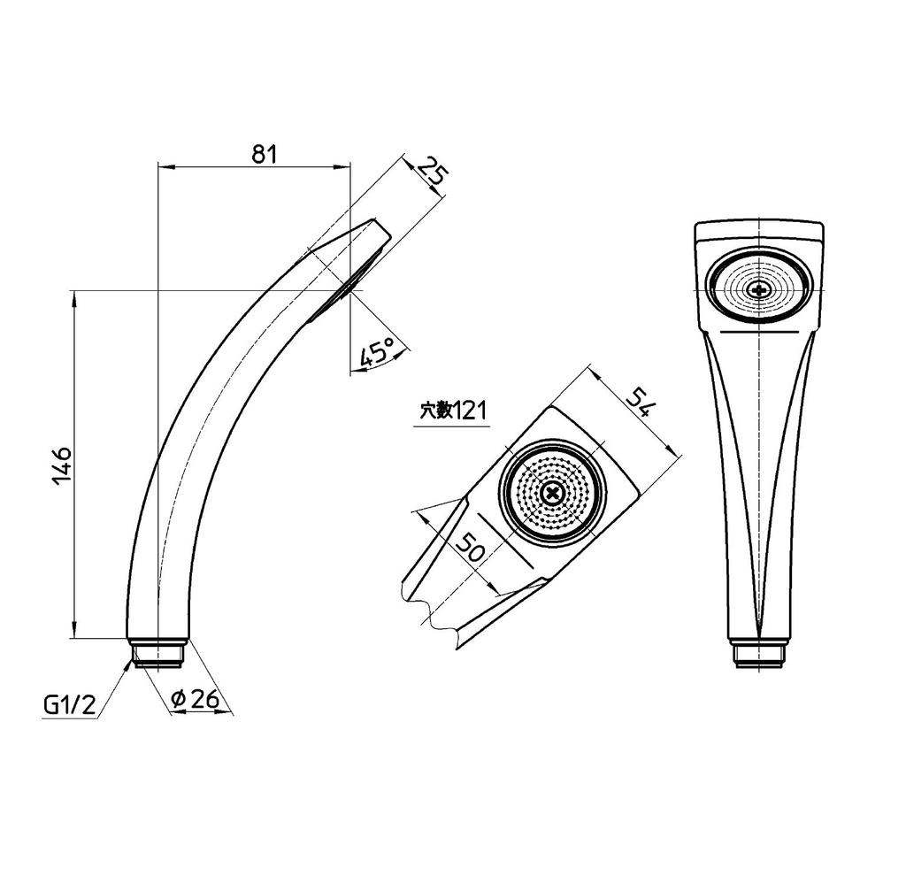 SANEI Shower Head with Adapter, White, PS39-80X-W