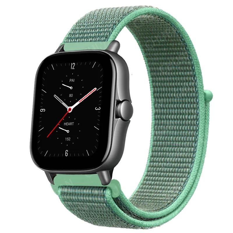 20mm/22mm Nylon Loop watch band For Amazfit GTS/4/2e/3/GTS2 Mini/GTR 4/3 pro/47mm/GTR2/2e/stratos Bracelet Amazfit bip-u strap