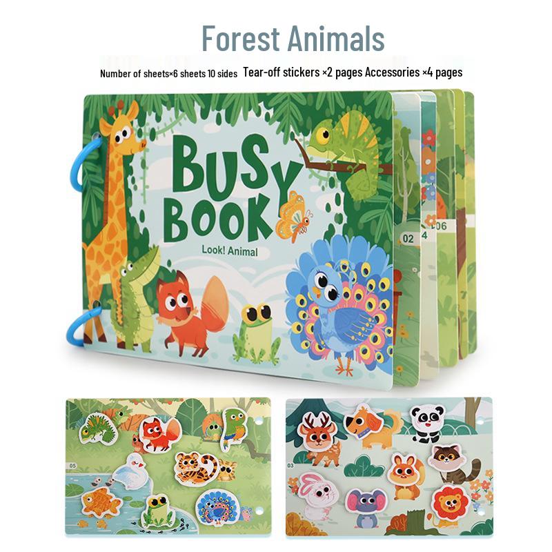 Children's Educational Busy Book Set: Cartoon Sticker and Flap Pack for Early Learning