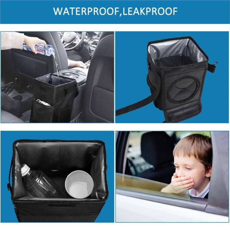 Waterproof Car Trash Can Bin Dump Storage Portable Multifunction Organizer Garbage Closeable Foldable Interior Auto