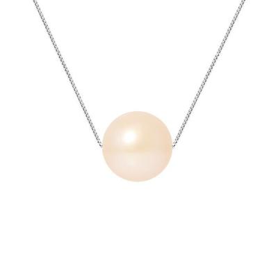 Necklace - - Freshwater Cultured Pearl - 9-10 Mm - Natural Pink - 925 Silver