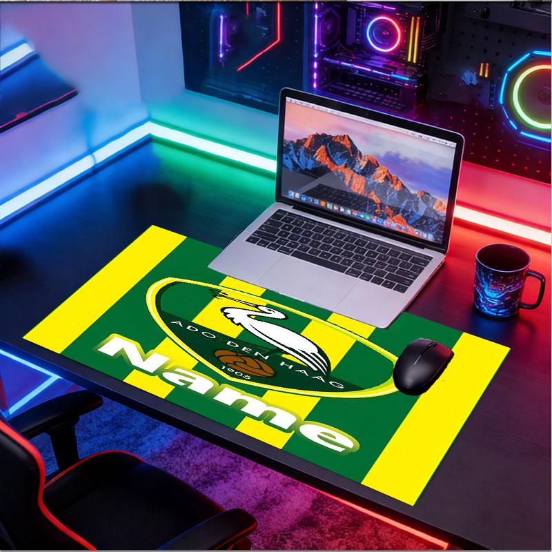 Custom Name Personalized ADO Den Haag Pattern Mousepad, Laptop PC Desk Mat, Decorative Desk Mat for Home Keyboard Pad Gift