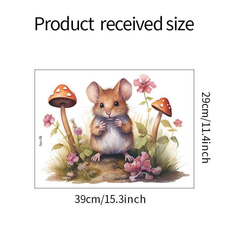 Fun-f9 Cartoon Cute Little Mouse Mushroom Bedroom Living Room Porch Home Decoration Wall Sticker