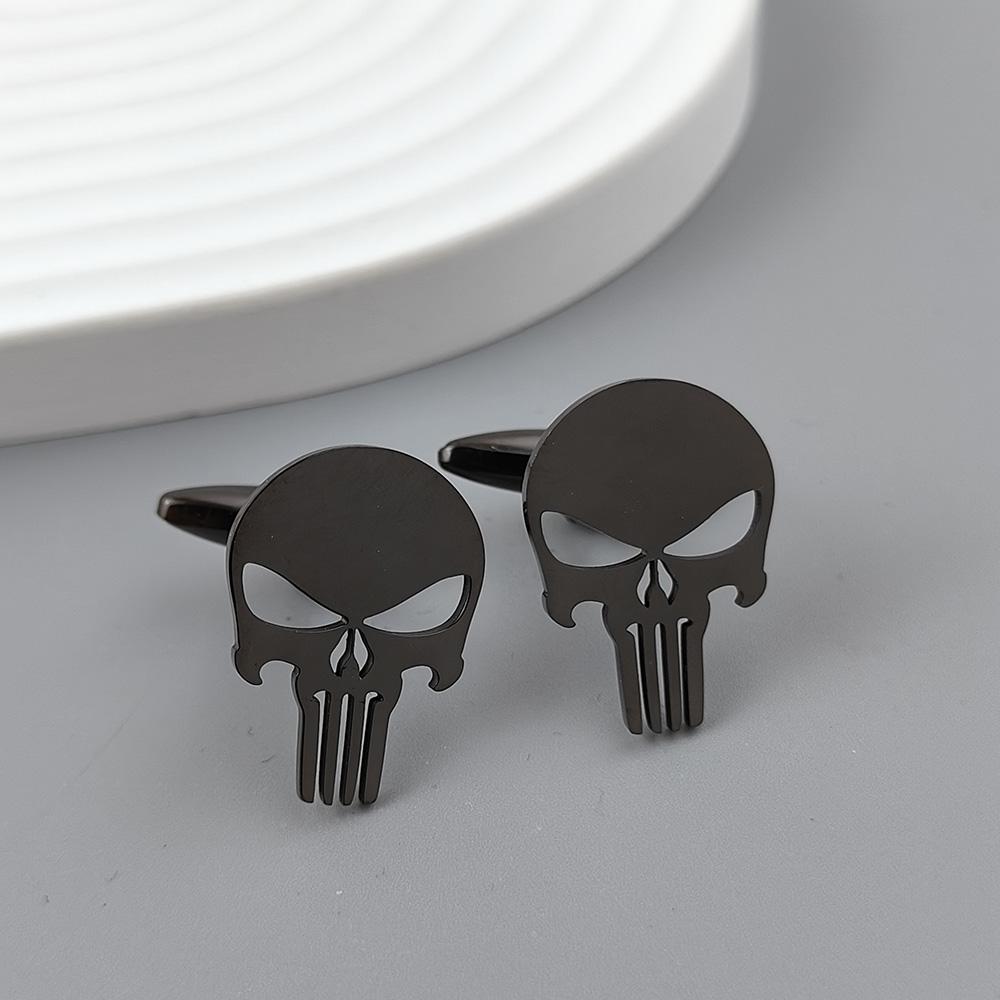 Punisher Skull Gold-plated Badge, Suit Lapel Pin Stainless Steel Black, Anti-exposure Buttons for Women, Brooch for Men