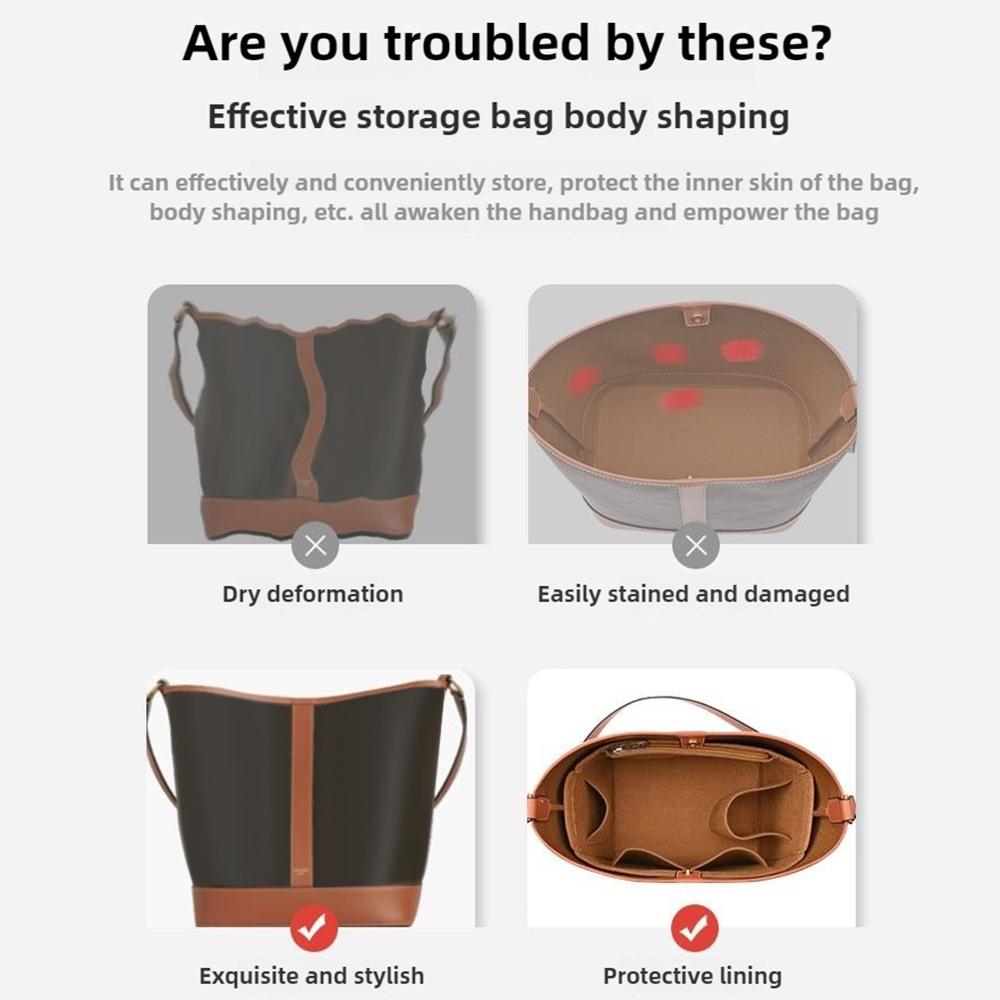 Top Quality New Style Triomphe Purse Bag Felt Organizer 2 Colors Multifunctional Insert Bag Organizer For Handbag Bucket Bag