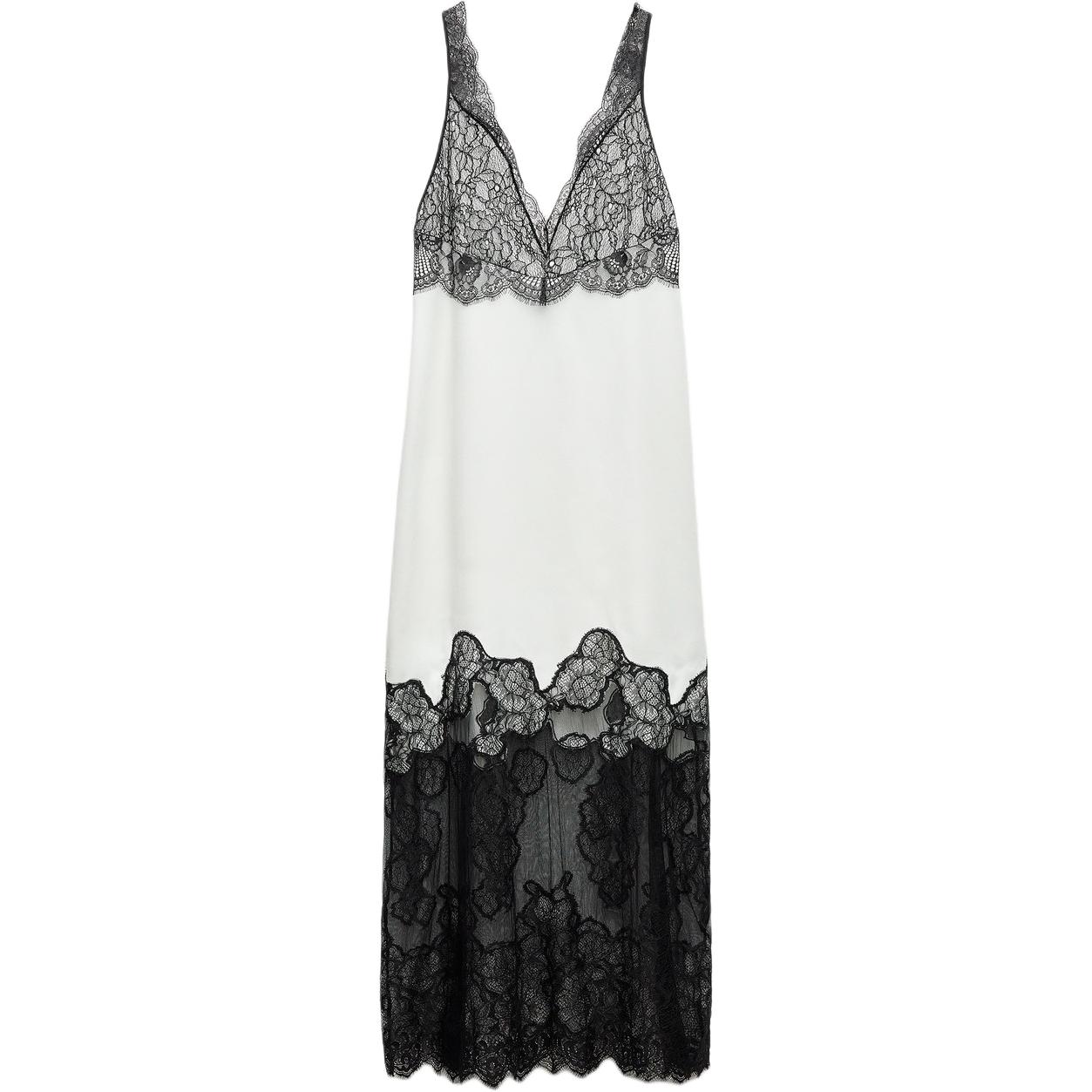

Zara Comfortable Casual Spliced Midi Slip Dress Women Dresses White 8385789 S
