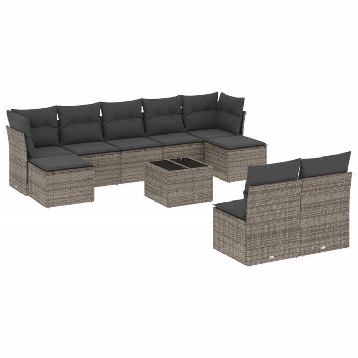 VidaXL Garden Lounge Set with Cushions 10 Pcs Grey Braided Resin 3250119