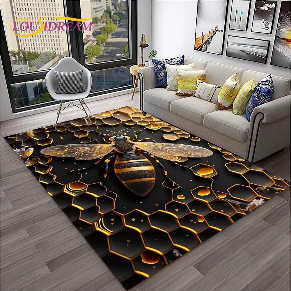 Insect 3D Cartoon Bee Cute HoneyBee Carpet Rug for Home Living Room Bedroom Sofa Doormat Decor,kids Area Rug Non-slip Floor Mat