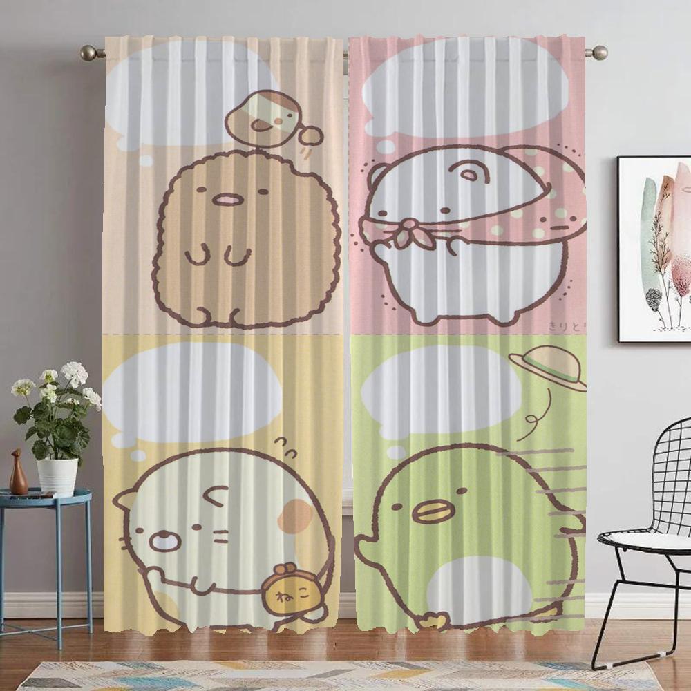 Sumikko Gurashi Shades Modern Living Room Curtains 2 Pieces Blackout Curtain for Room 2 Panel Halloween Decoration Partition