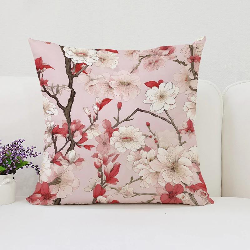 Cushion Covers for Decorative Cushions Japanese Cherry Blossom Pillowcases for Pillows 45x45 Luxury Cushion Cover Pillow Cases