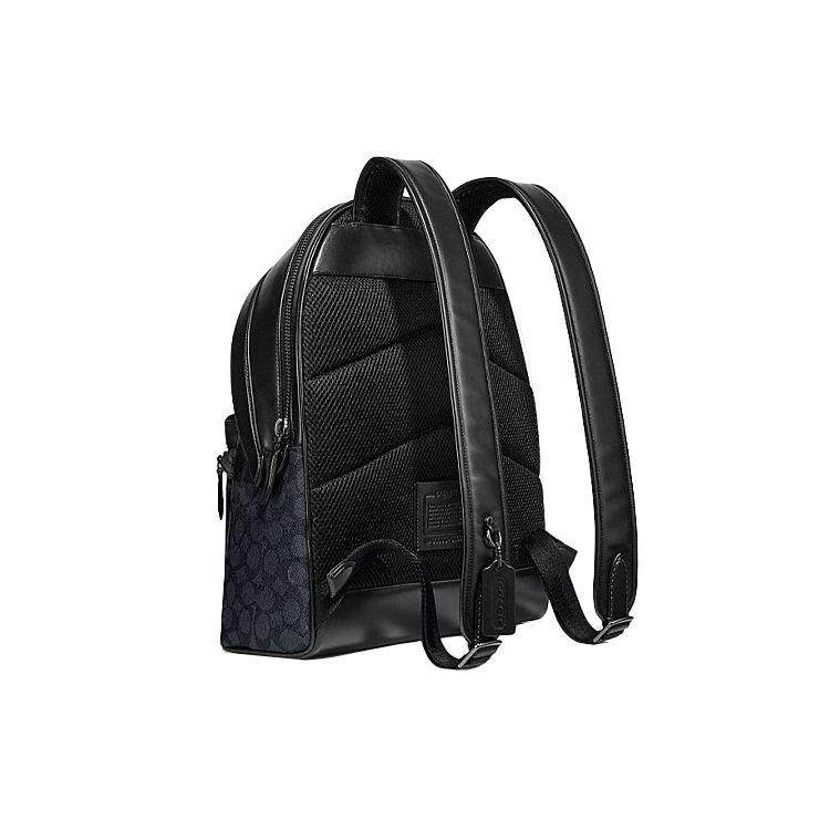 Coach Zaino con Stampa Logo Classico Capacità Ampia Tela Rivestita e Pelle di Vitello Uomo Nero C2670-JICHR