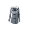 Damen Kapuzenjacke aus Baumwoll-Polyester-Mischung mit Reißverschluss und Hornknöpfen Figurbetonter Schnitt Schicke Pendler-Außenbekleidung