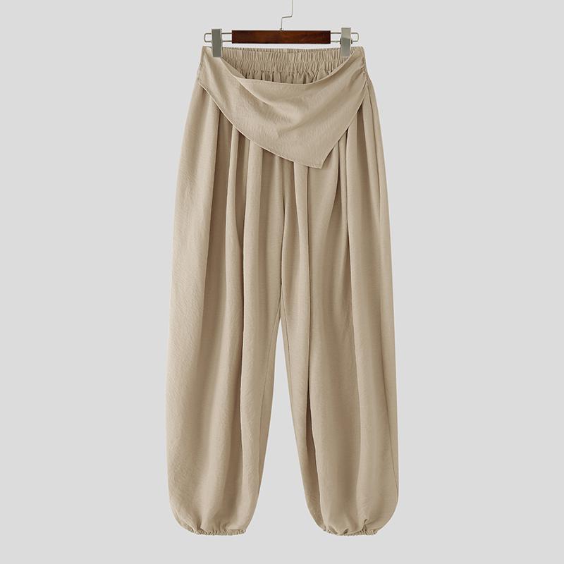 

INCERUN Мужские брюки с эластичной талией, заниженным шаговым швом, повседневные, свободные, текстурные, гаремные 5XL хаки