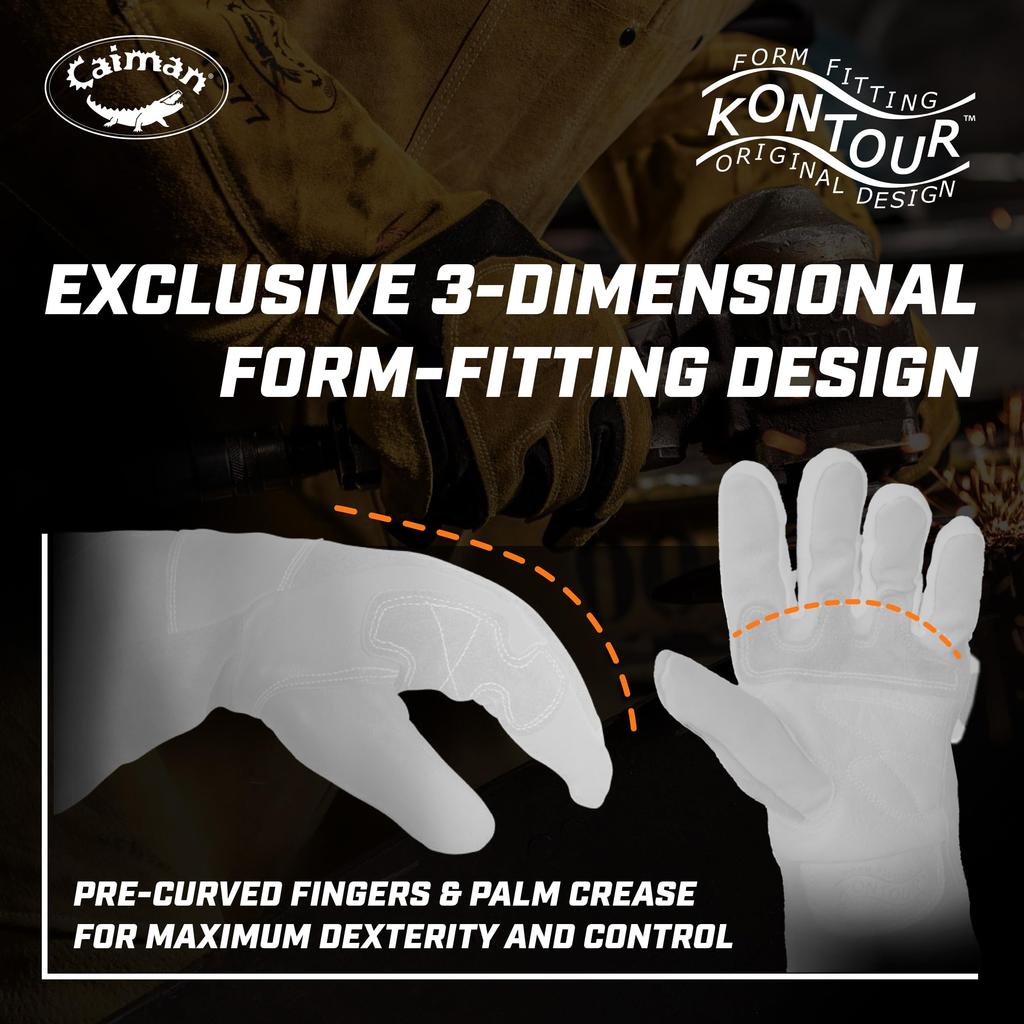 Caiman Revolution Cow Split Linerless MIG Gloves with Short Cuff Grain/Pig Welding/Multi-Purpose (M)