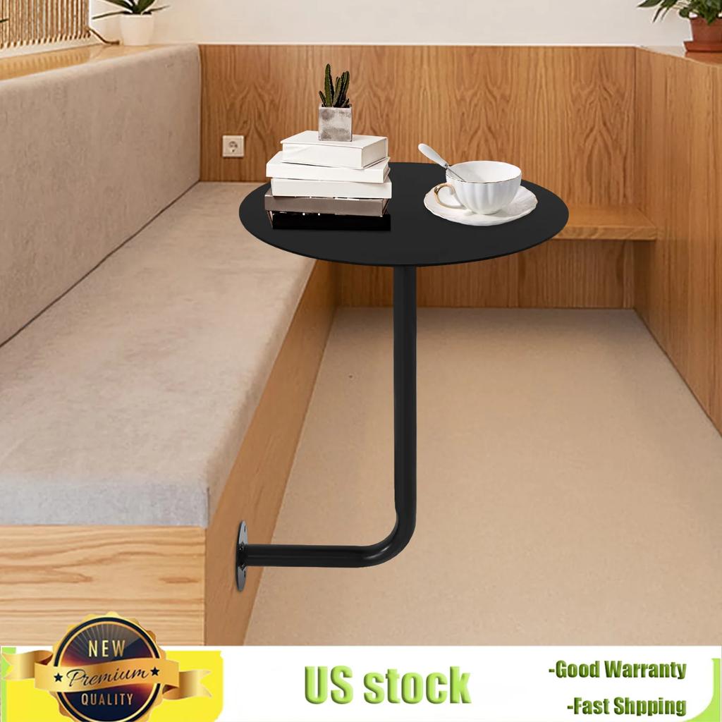 Mesa de Bistro para Cafetería Montada en la Pared, Tapa Redonda de Hierro Negro de 14" para Espacios Pequeños, Ahorra Espacio en el Suelo, Capacidad de Carga de 10 kg para Cafetería